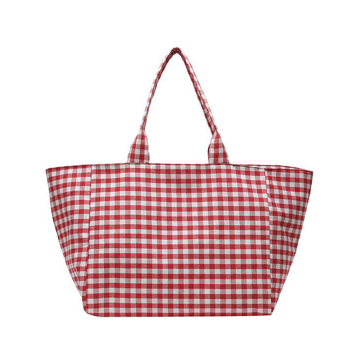 Stylish Checked Utility Tote Bag Kalsten