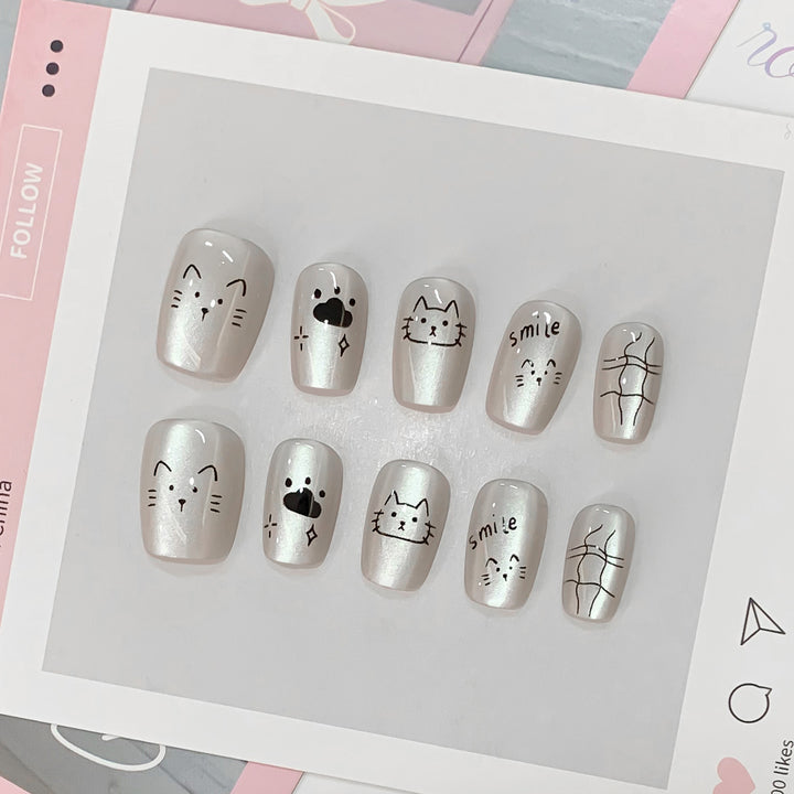 Creative Nail Art Set with Cat Designs Kalsten