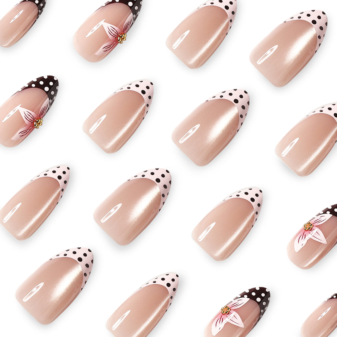 Artful Nail Extensions with Flower and Dot Design Kalsten