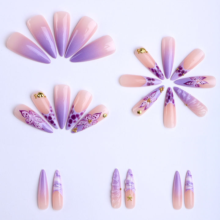 Stylish artificial nails with floral and geometric elements Kalsten