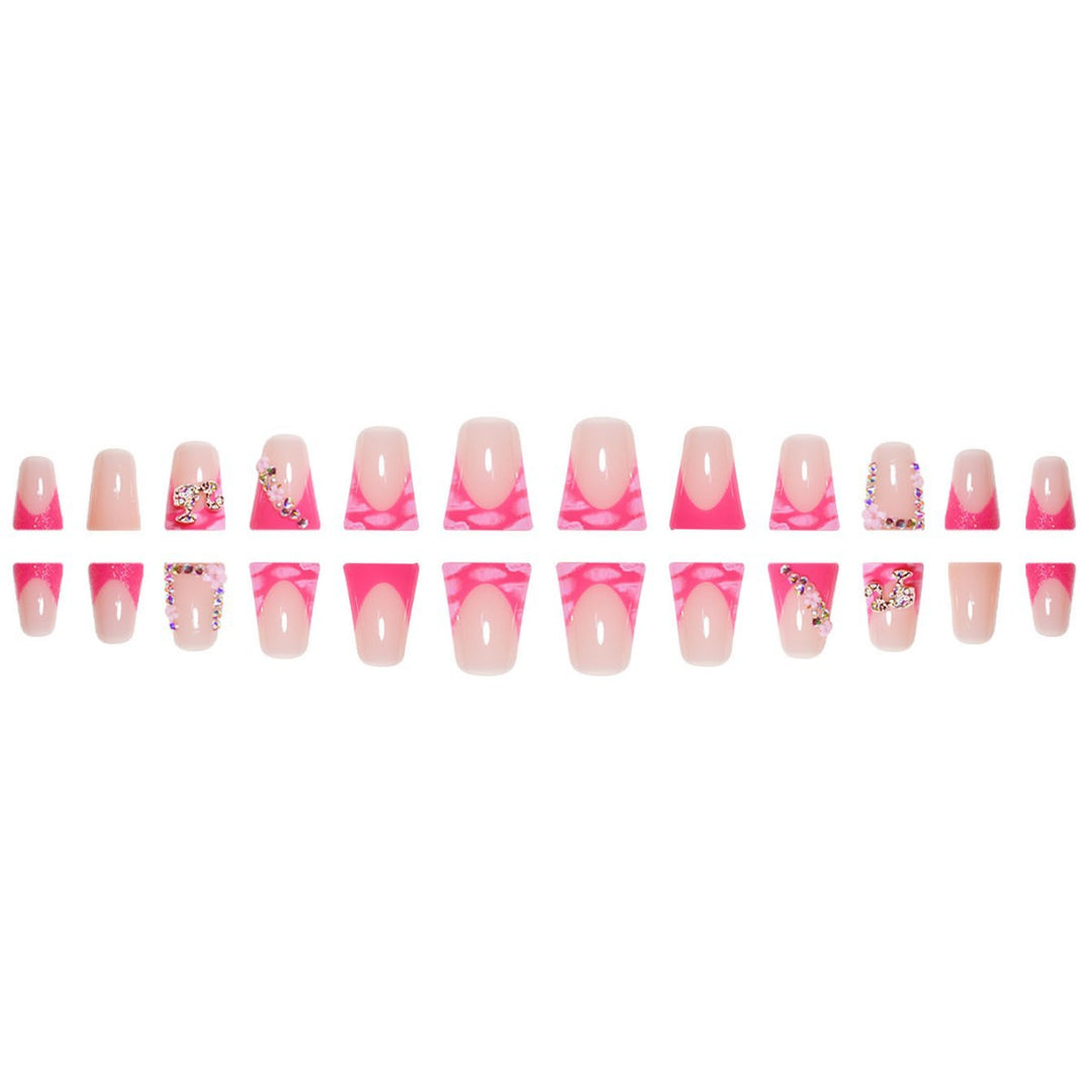 Artistic Press-On Nail Extensions with Rhinestone Accents Kalsten