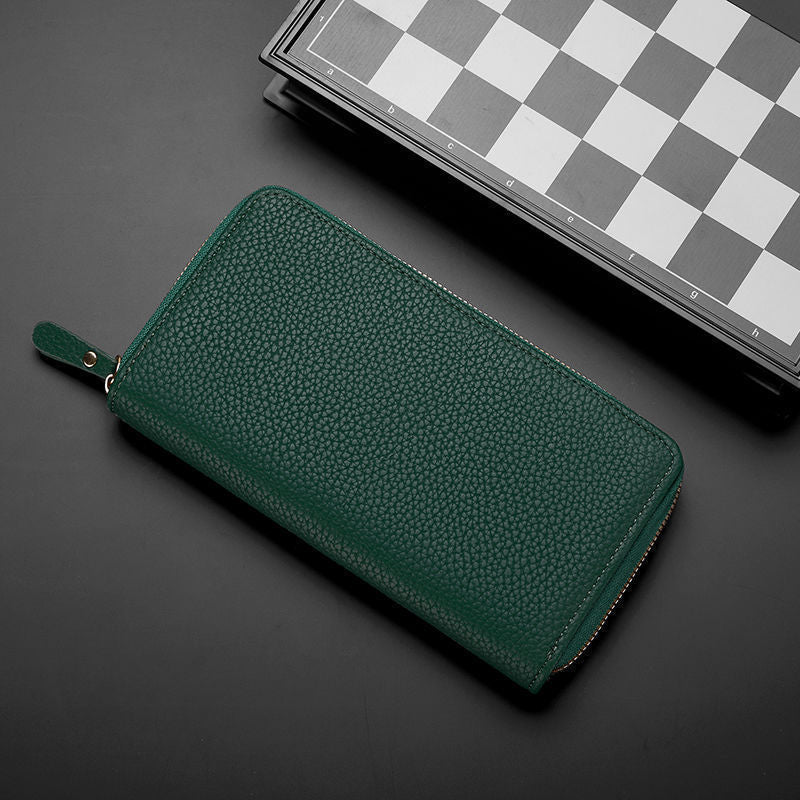 Textured Leather Zip-Around Wallet Kalsten