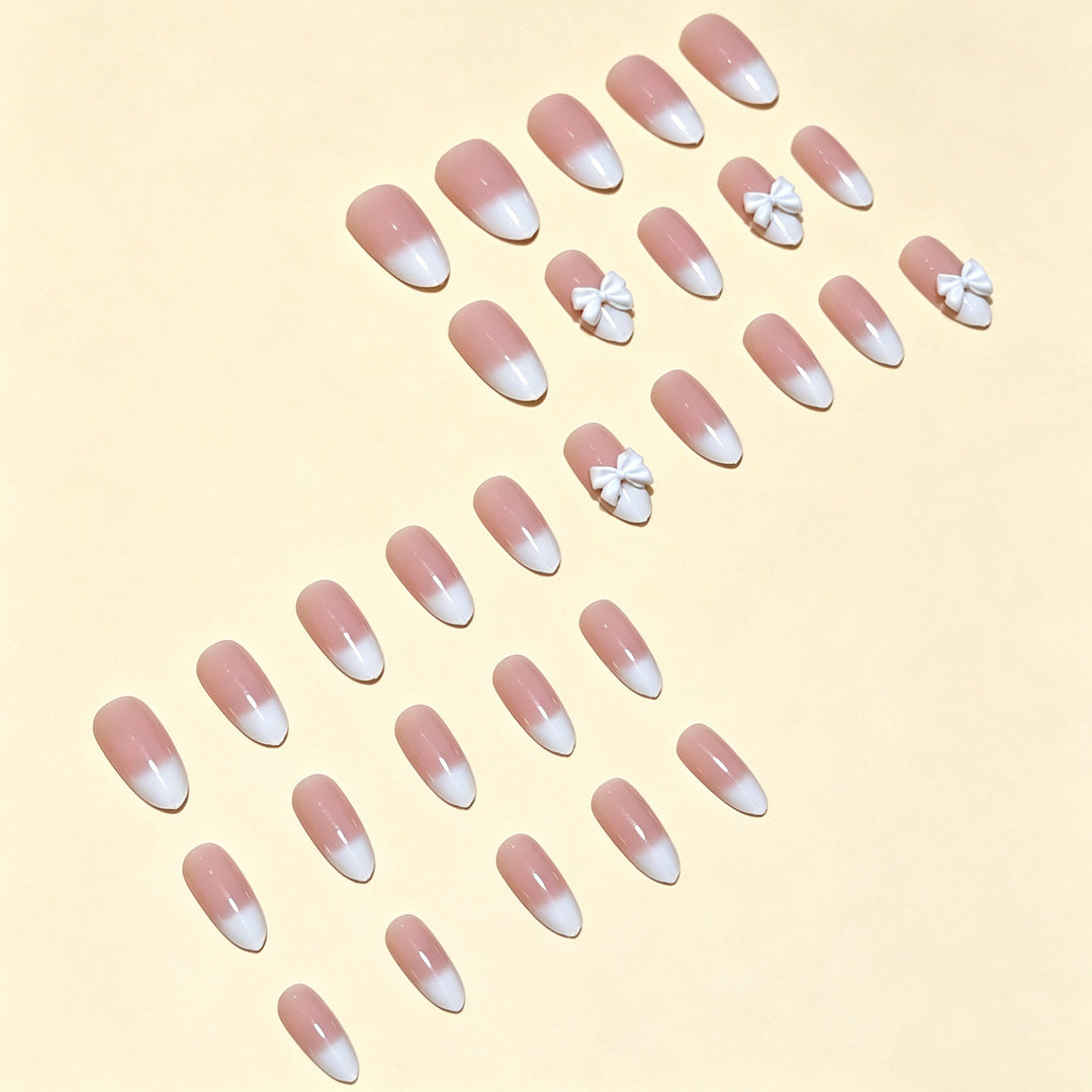 Elegant Bow-Adorned Press-On Nail Tips Kalsten