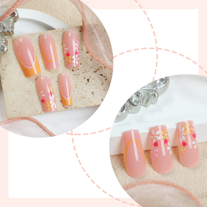 Floral Design Press-On Nail Set with Elegant Details Kalsten
