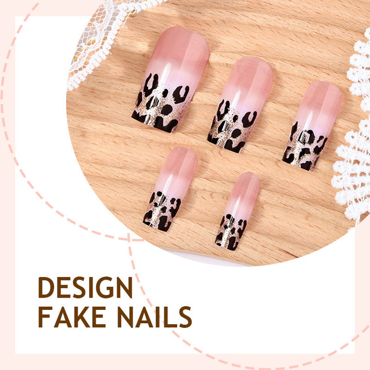 Artificial nail set in modern leopard pattern Kalsten