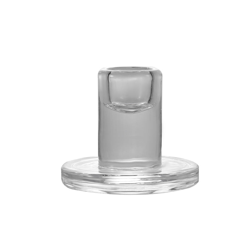Clear Thick Glass Taper Candle Holders Set Minimalist Cylinder Base Kalsten