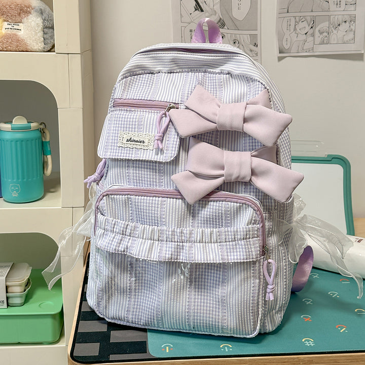 Decorative Bow-Embellished School Backpack Kalsten