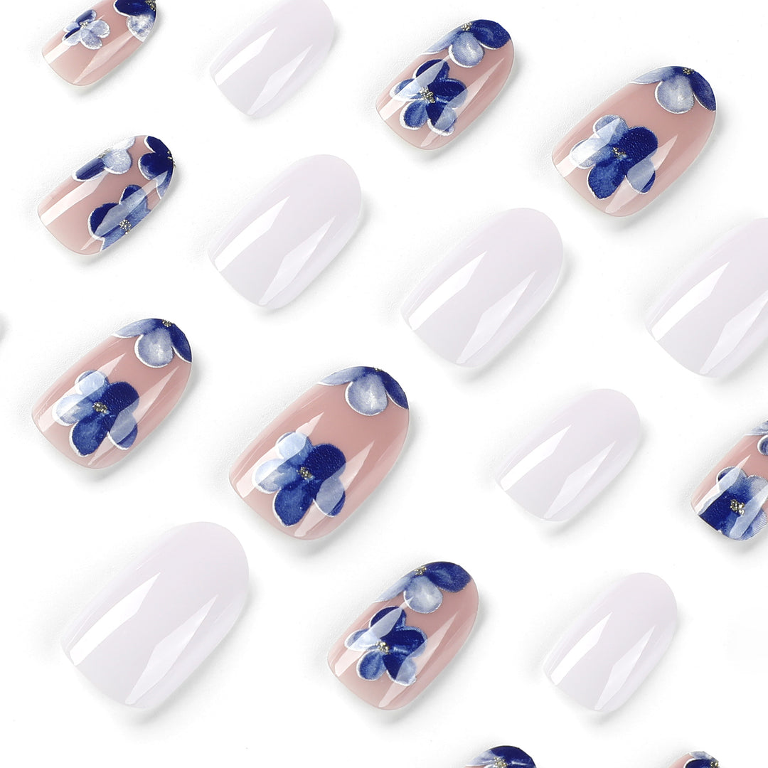 Artful Nail Extensions with Floral Accents Kalsten