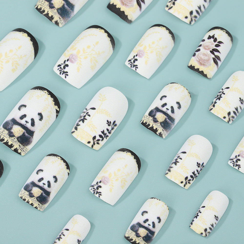 Artificial nails with floral panda design Kalsten
