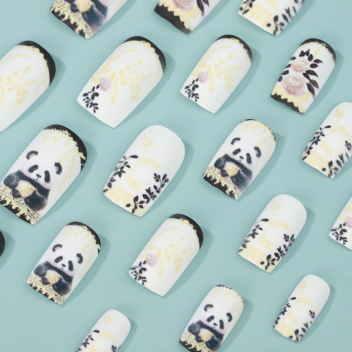 Artificial nails with floral panda design Kalsten