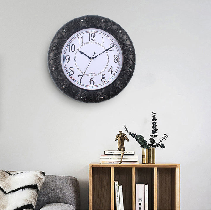 Elegant Wall Clock with Filigree Flower Design Kalsten