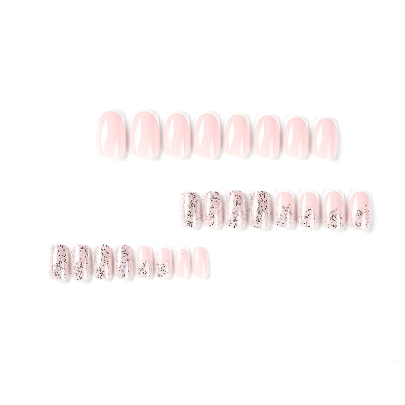 Artistic Nail Extensions with Glitter and French Tips Kalsten