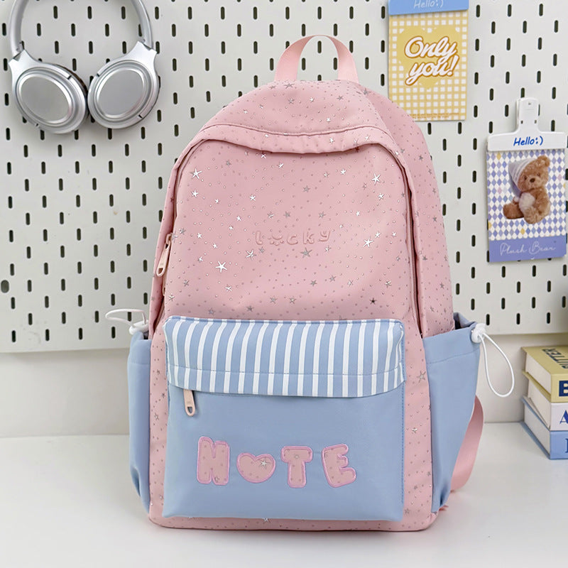 Cute Illustrated Star-Embellished Backpack Kalsten