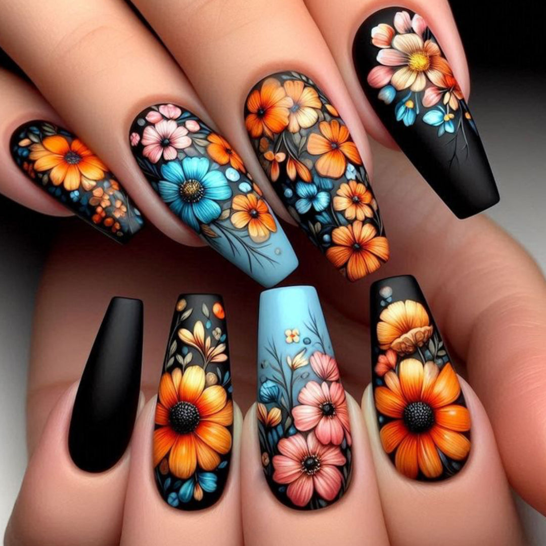 3D Floral Acrylic Nail Art Extensions Kalsten