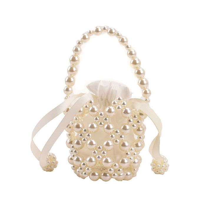 Pearl-Embellished Bucket Handbag