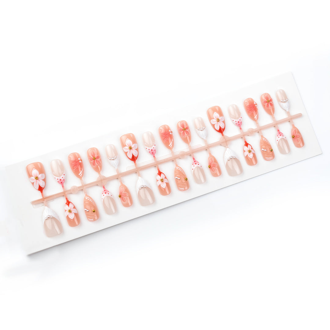 Decorative Floral-Themed Press-On Nails Kalsten