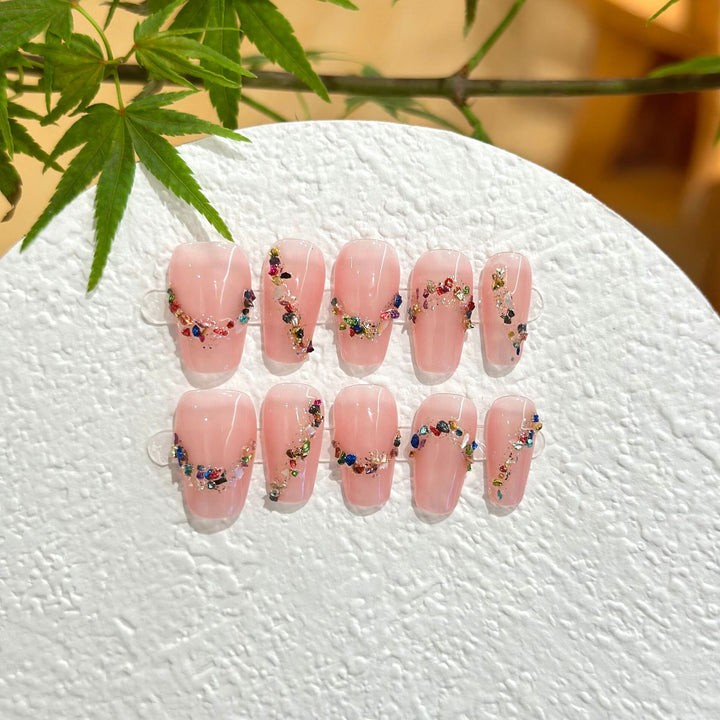 Charming Floral Decorative Press-On Nails