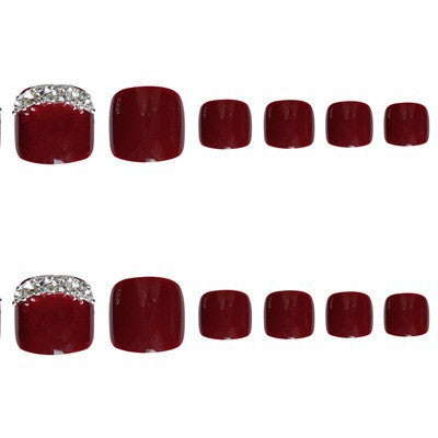 Glamorous Rhinestone-Accented Press-On Toenails Kalsten