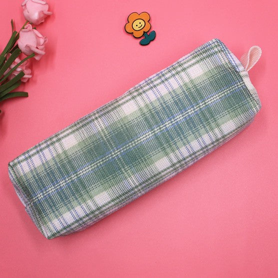 Textured Plaid Pencil Case Kalsten