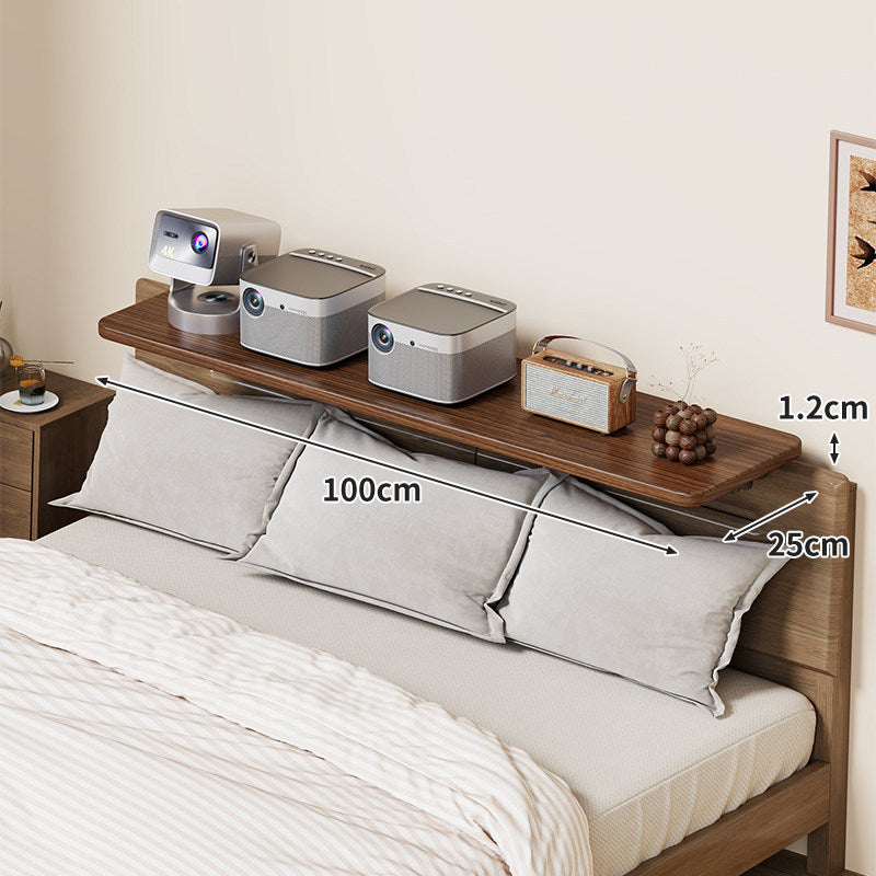 Headboard-Mounted Floating Bedside Shelf for Projectors and Devices