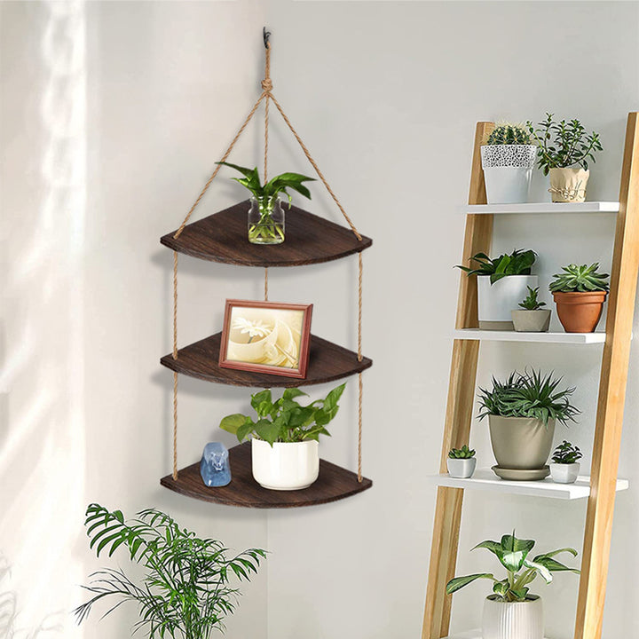 Multi-Tier Hanging Wood Shelf Organizer