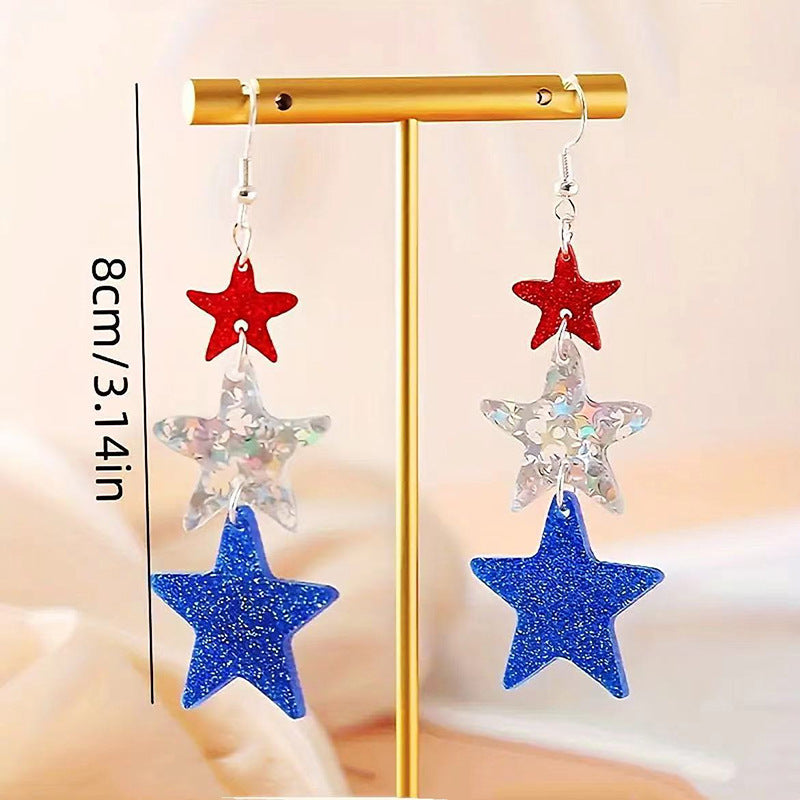 Women's long acrylic letter earrings three-piece with hologram and glitter effect Kalsten