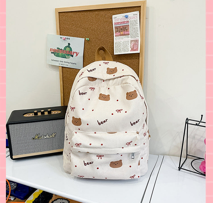 Backpack with Playful Bear Design and Practical Compartments Kalsten