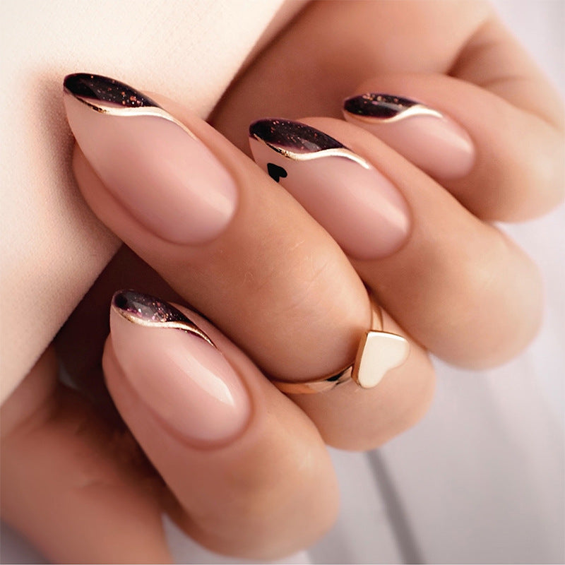 Premium Decorative Press-On Nail Set with Elegant French Design Kalsten