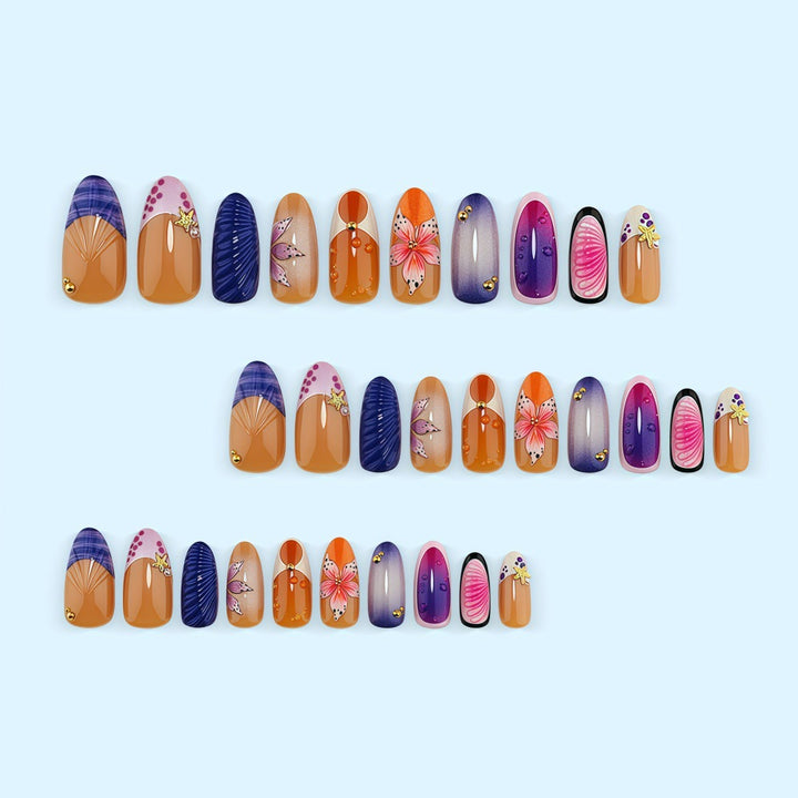 Artificial nails with colorful flower patterns Kalsten