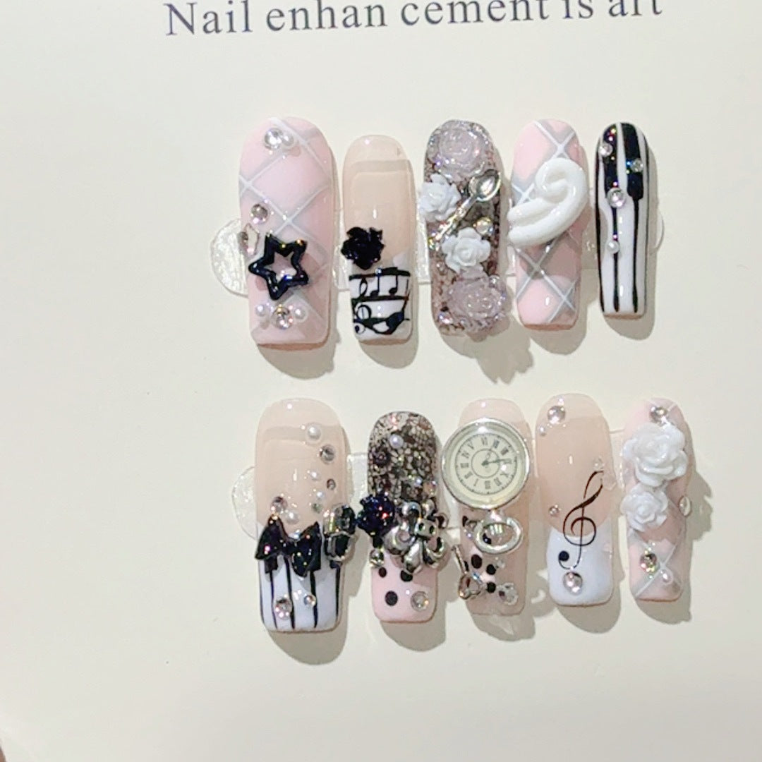 Musical-Themed Press-On Nail Art Set