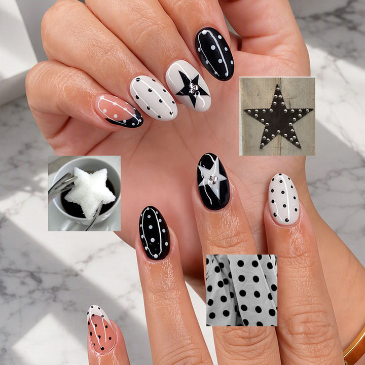Artistic Star-Patterned Press-On Nail Tips Kalsten