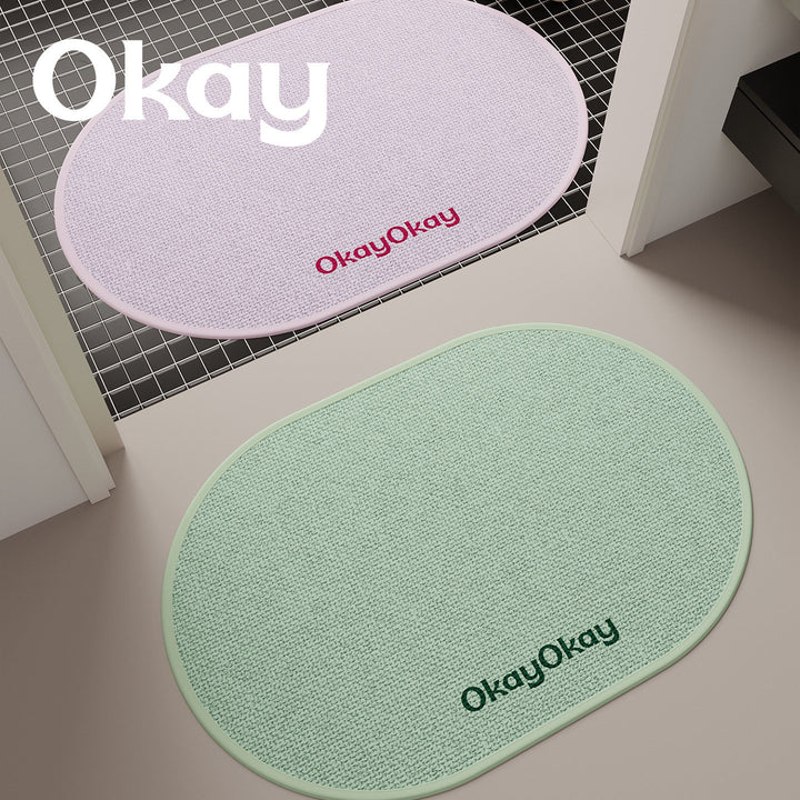 Non-Slip Oval Entrance Door Mat with Absorbent Loop Pile