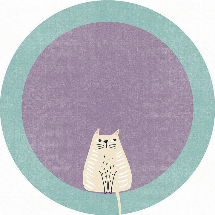 Cute Rabbit-Themed Round Area Mat