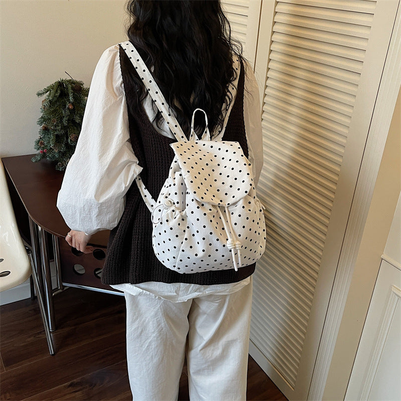 Casual Drawstring Polka Dot Backpack Kalsten