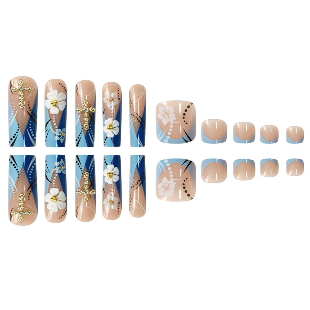 Floral Design Long Press-On Nails Kalsten