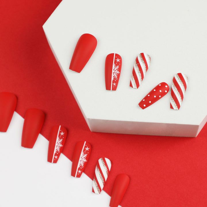 Artful Nail Extensions in Festive Design Kalsten