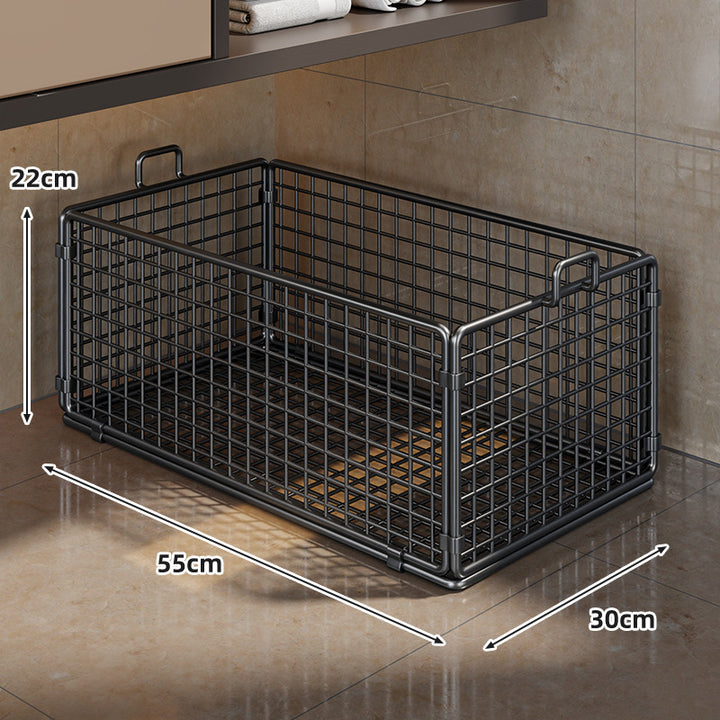 Under-Cabinet Low-Profile Rolling Mesh Storage Crate with Four Swivel Locking Casters
