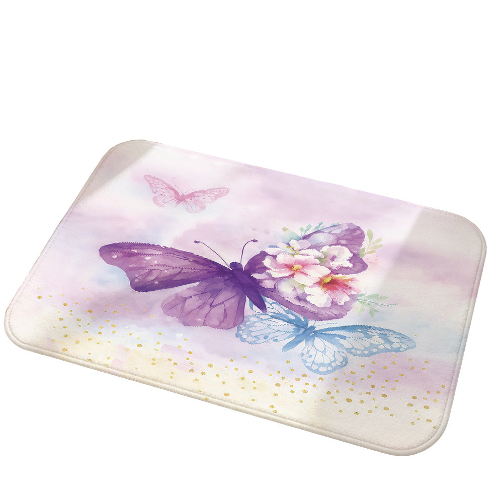 Decorative Butterfly Print Area Rug