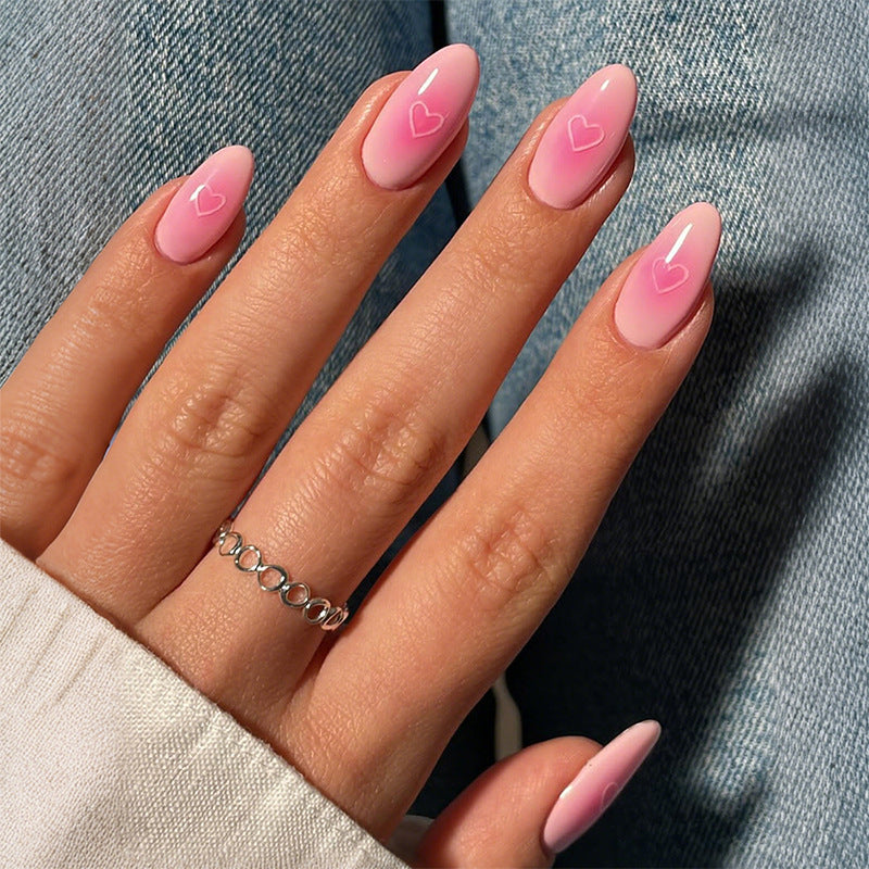 Heart-Embellished Press-On Nail Art Set Kalsten