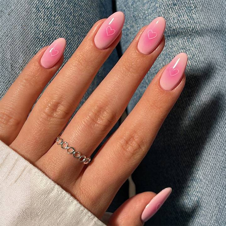 Heart-Embellished Press-On Nail Art Set Kalsten