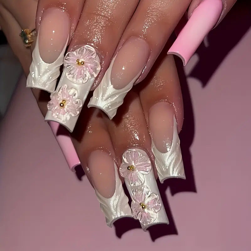 3D Floral Design Press-On Nails Kalsten