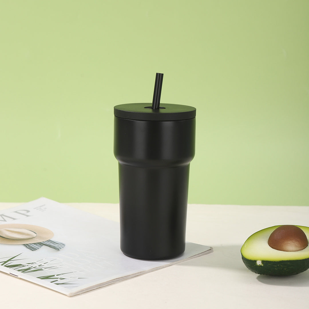 Unisex Insulated Drinking Cup with Dust Protection Lid and Straw Kalsten