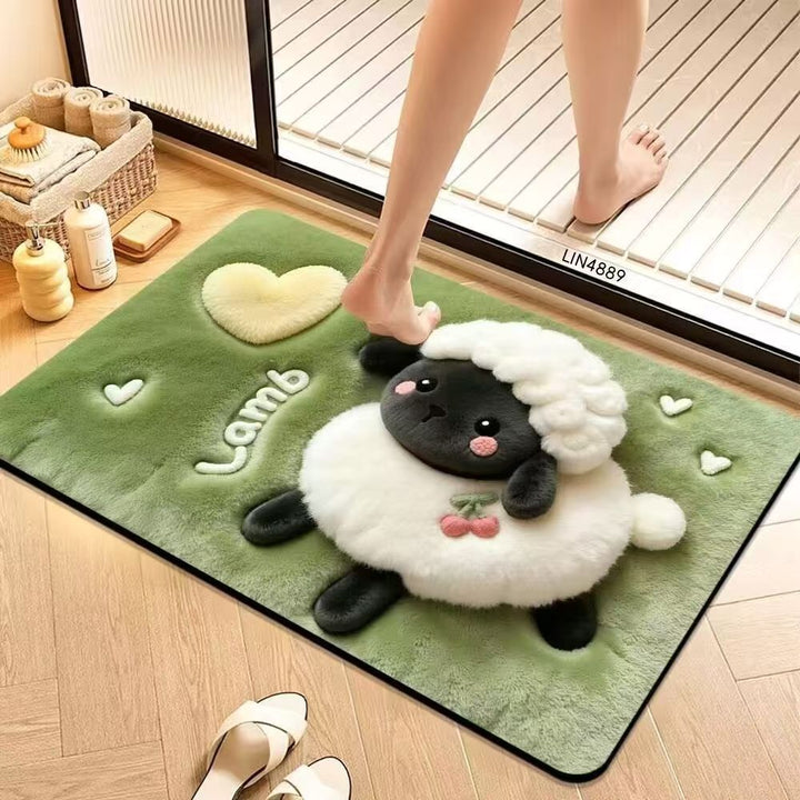 Cute Cartoon Pet-Themed Plush Bath Mat Kalsten