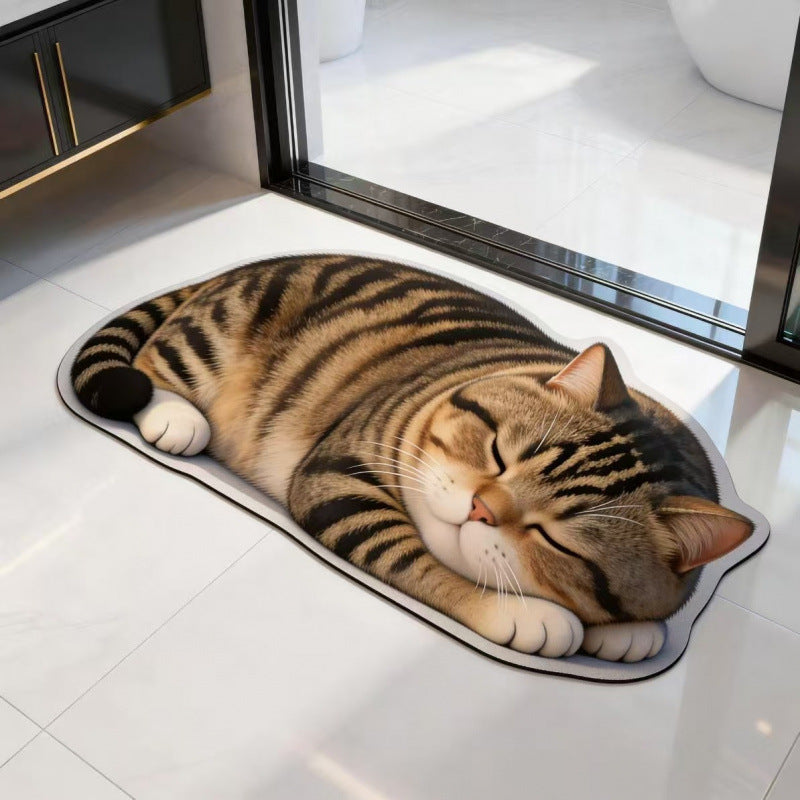 Cat-Shaped Plush Bath Mat
