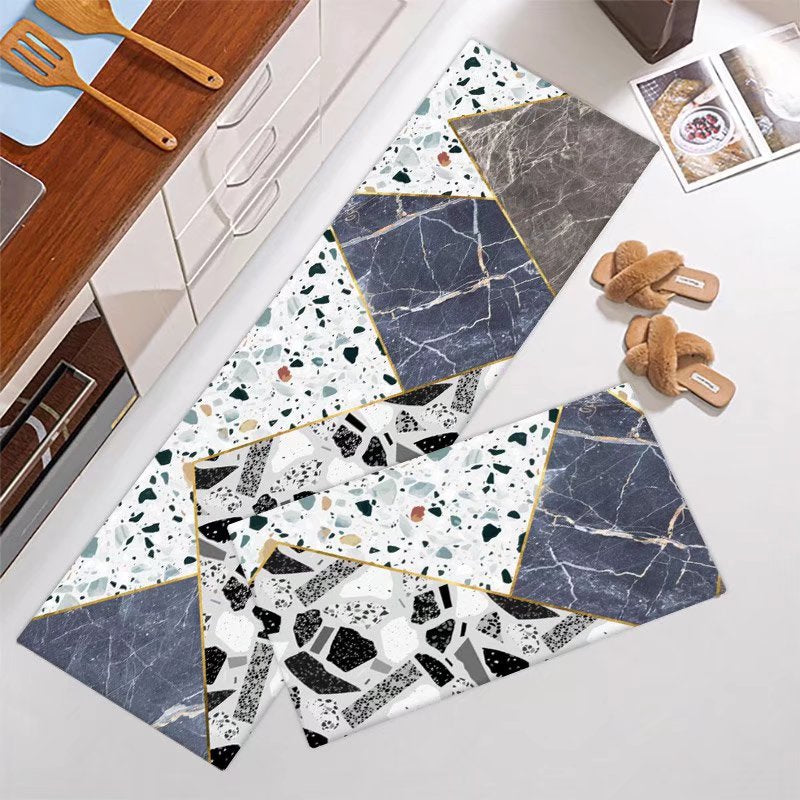 Marble-Pattern Kitchen Runner Mat Set Kalsten