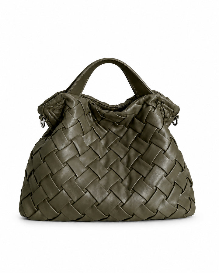 Handcrafted Woven Leather Hobo Bag