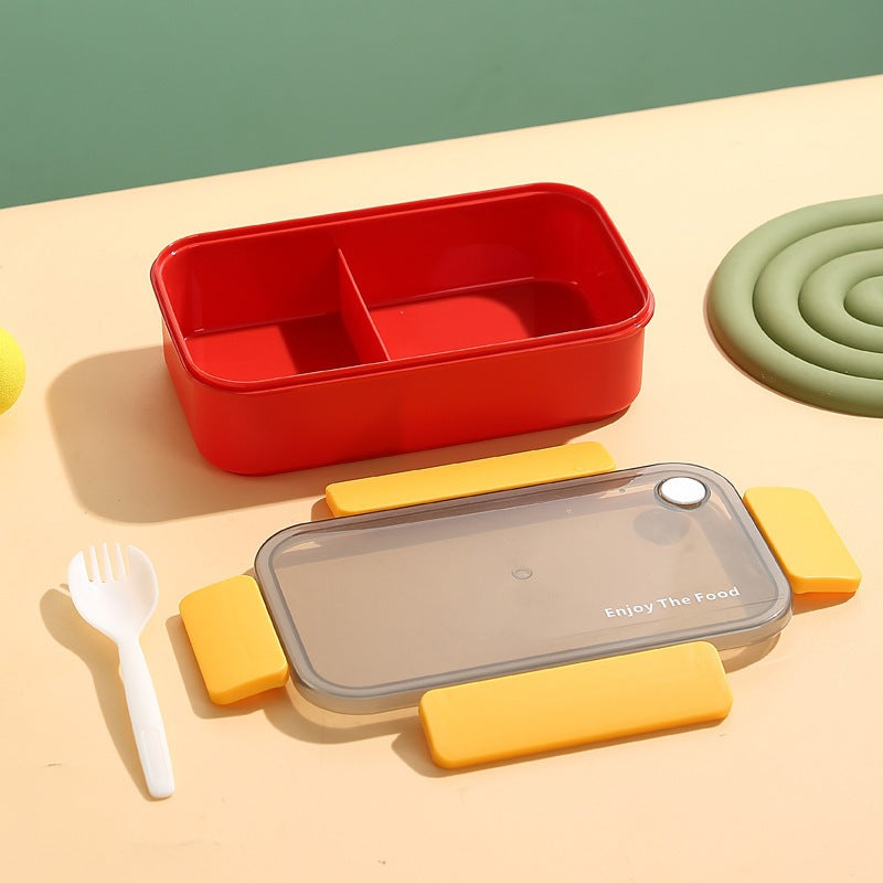 Multi-Section Eco-Friendly Lunch Box with Built-In Utensils