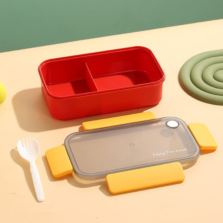 Multi-Section Eco-Friendly Lunch Box with Built-In Utensils