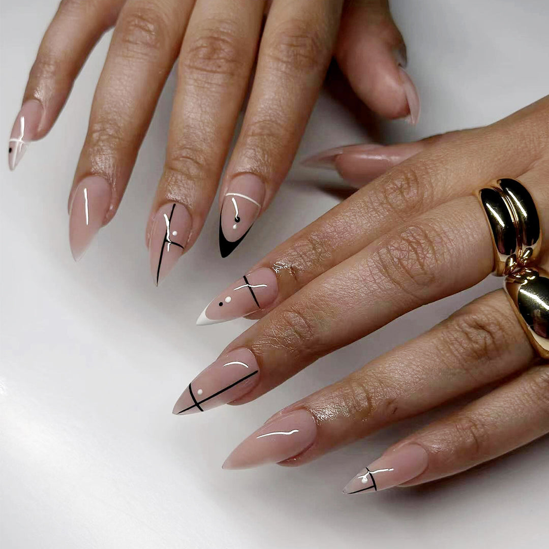 Artistic artificial nails with geometric design Kalsten