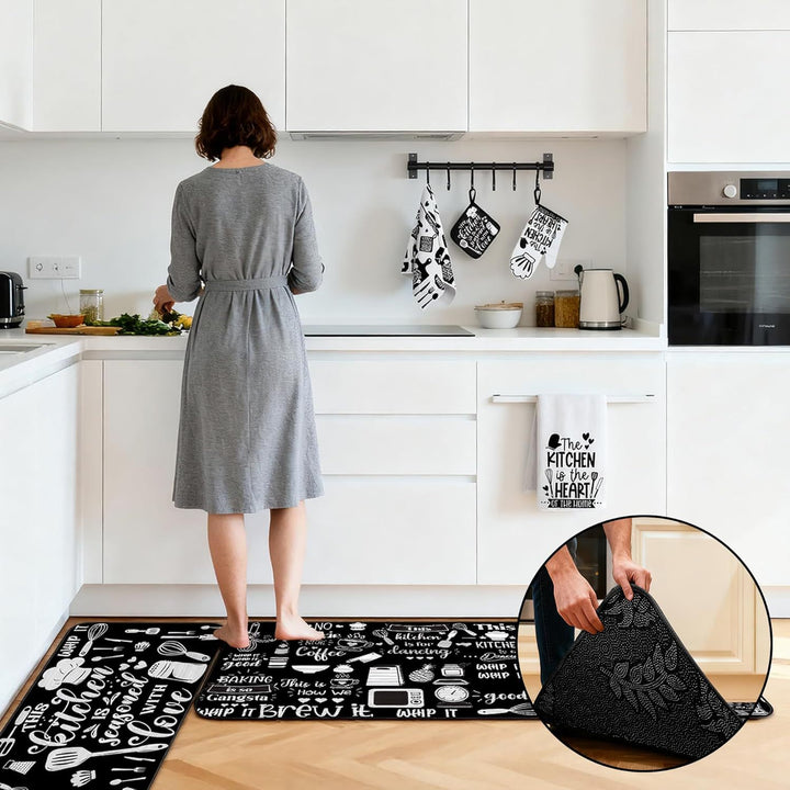 Colorful Floral Pattern Kitchen Mat Set